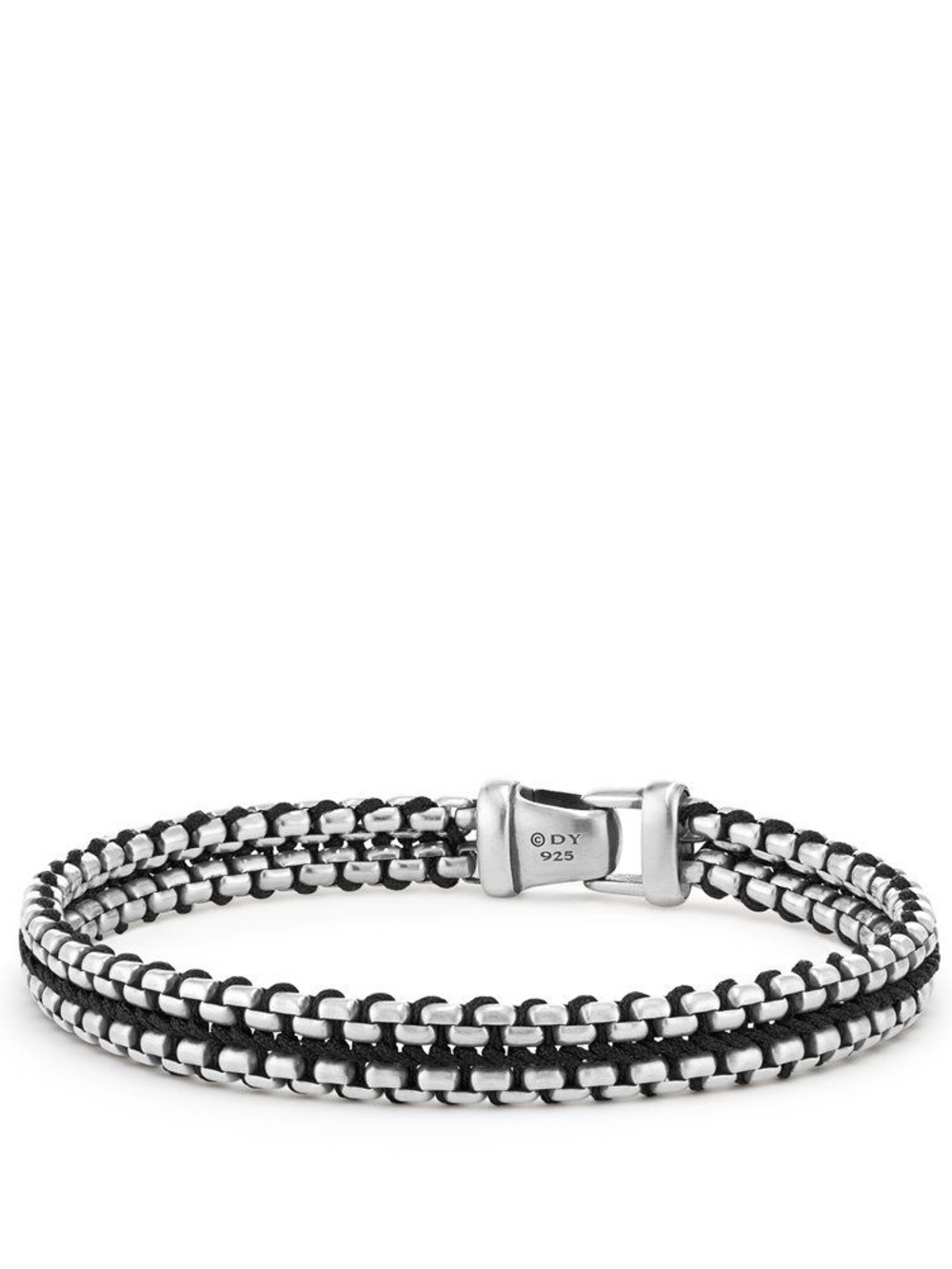 David Yurman Black Woven Box Chain Silver Bracelet